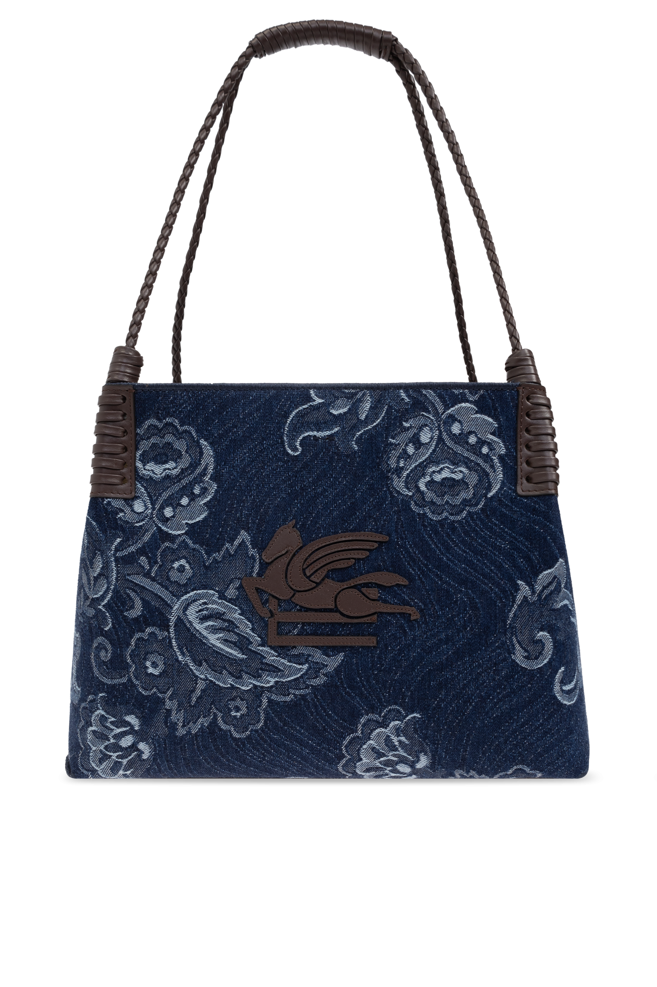 ETRO ダークブルー ショルダーバッグ ETRO エトロ フラワーモチーフ ショルダーバッグ PVC レディース